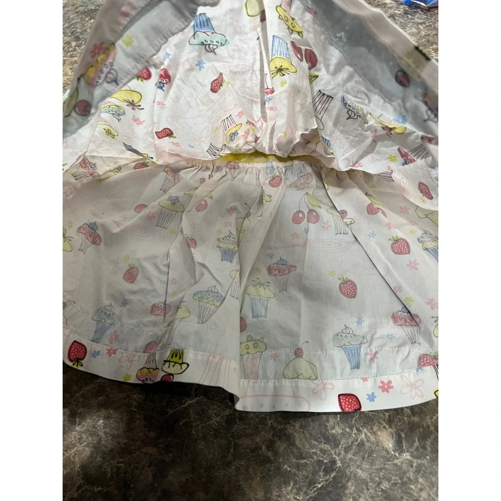 Matilda Jane Girls Cupcake Print Mixed Media Dress Yellow Red Blue Size‎ 6 Party
